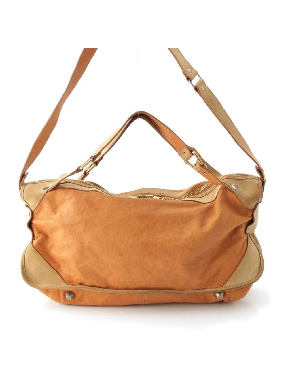 Celine Leather Suede 2-Way Shoulder Bag Brown